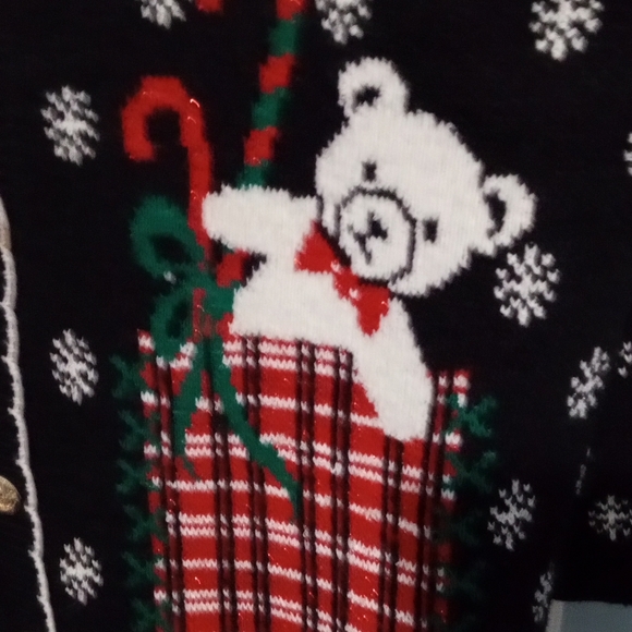 Festive Black Cardigan with Holiday Motifs - Picture 2 of 5
